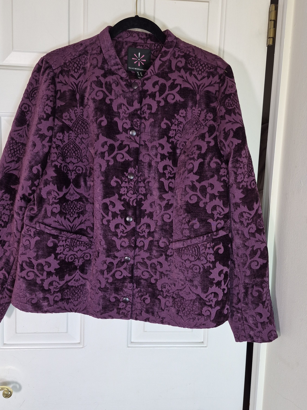 Elegant Purple Velvet-Patterned Women’s Jacket - Black Label